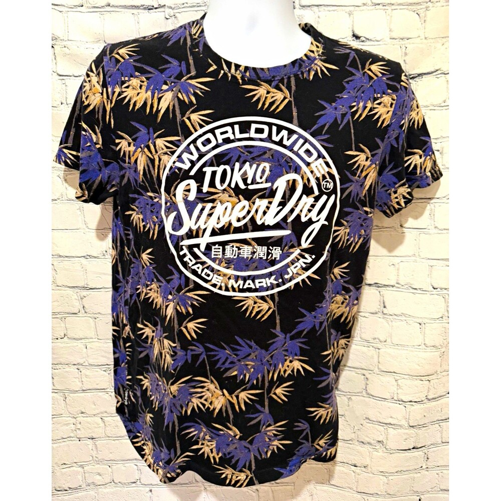 Superdry Tokyo Worldwide Logo Graphic Leaf Print T-Shirt Men Size M